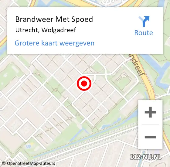 Locatie op kaart van de 112 melding: Brandweer Met Spoed Naar Utrecht, Wolgadreef op 1 januari 2025 11:47