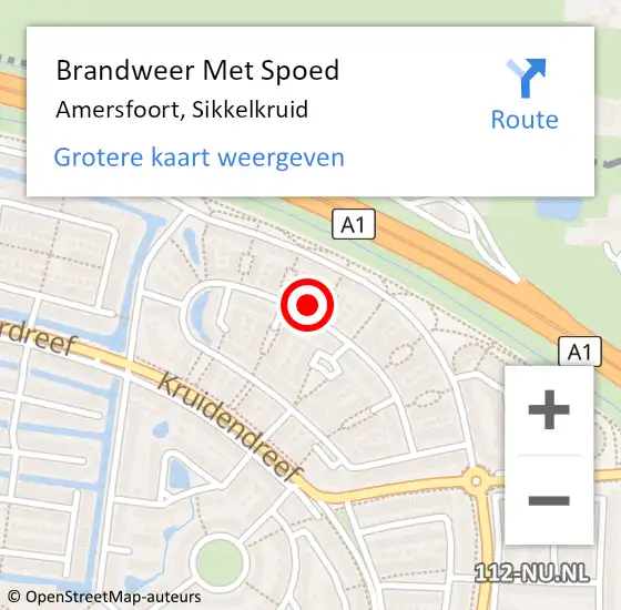 Locatie op kaart van de 112 melding: Brandweer Met Spoed Naar Amersfoort, Sikkelkruid op 1 januari 2025 11:53