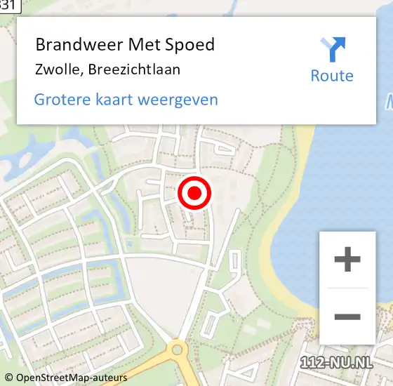 Locatie op kaart van de 112 melding: Brandweer Met Spoed Naar Zwolle, Breezichtlaan op 1 januari 2025 11:53