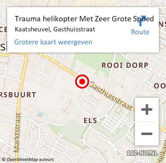 Locatie op kaart van de 112 melding: Trauma helikopter Met Zeer Grote Spoed Naar Kaatsheuvel, Gasthuisstraat op 1 januari 2025 11:54