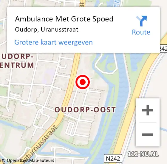 Locatie op kaart van de 112 melding: Ambulance Met Grote Spoed Naar Oudorp, Uranusstraat op 1 januari 2025 12:08