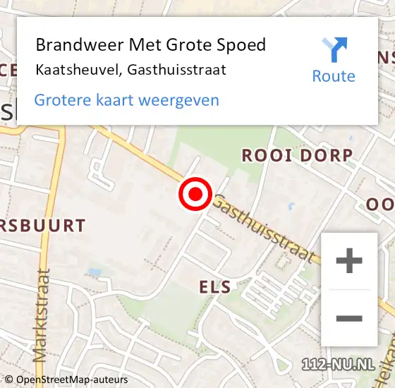 Locatie op kaart van de 112 melding: Brandweer Met Grote Spoed Naar Kaatsheuvel, Gasthuisstraat op 1 januari 2025 12:16