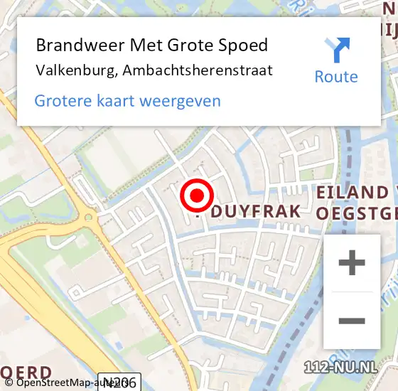 Locatie op kaart van de 112 melding: Brandweer Met Grote Spoed Naar Valkenburg, Ambachtsherenstraat op 1 januari 2025 12:31