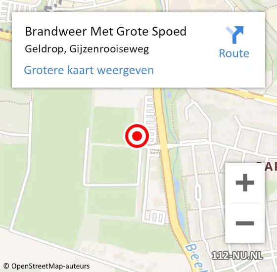 Locatie op kaart van de 112 melding: Brandweer Met Grote Spoed Naar Geldrop, Gijzenrooiseweg op 1 januari 2025 12:41