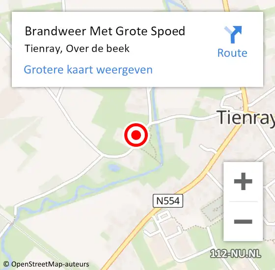 Locatie op kaart van de 112 melding: Brandweer Met Grote Spoed Naar Tienray, Over de beek op 1 januari 2025 13:08