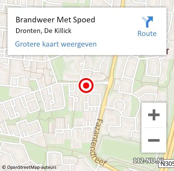 Locatie op kaart van de 112 melding: Brandweer Met Spoed Naar Dronten, De Killick op 1 januari 2025 13:14