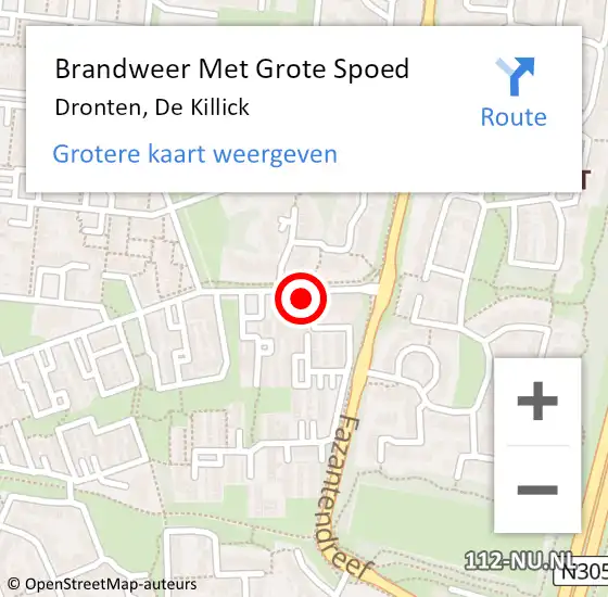 Locatie op kaart van de 112 melding: Brandweer Met Grote Spoed Naar Dronten, De Killick op 1 januari 2025 13:17