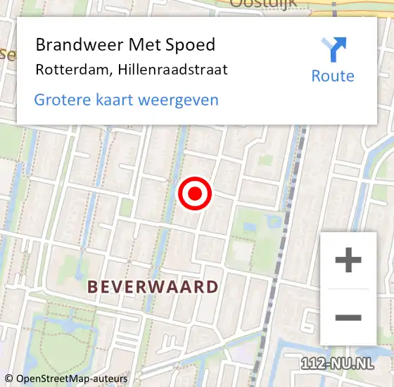 Locatie op kaart van de 112 melding: Brandweer Met Spoed Naar Rotterdam, Hillenraadstraat op 1 januari 2025 13:21