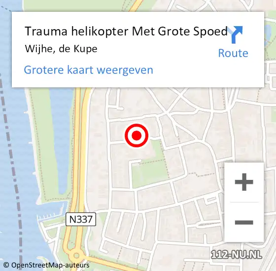 Locatie op kaart van de 112 melding: Trauma helikopter Met Grote Spoed Naar Wijhe, de Kupe op 1 januari 2025 14:02