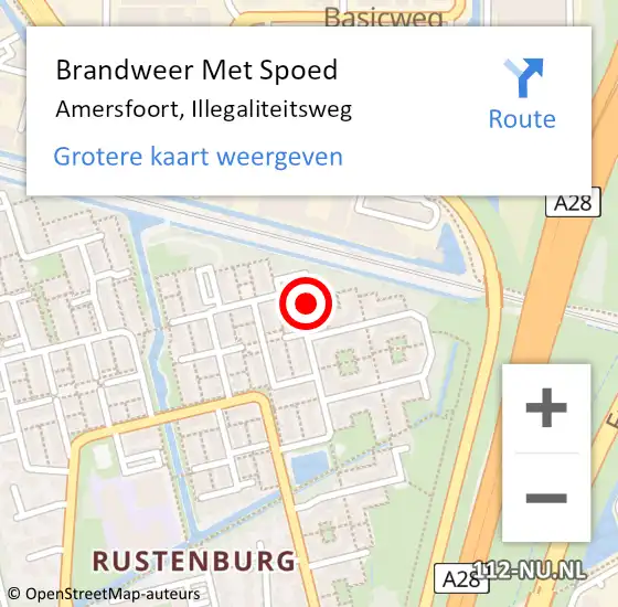 Locatie op kaart van de 112 melding: Brandweer Met Spoed Naar Amersfoort, Illegaliteitsweg op 1 januari 2025 14:04