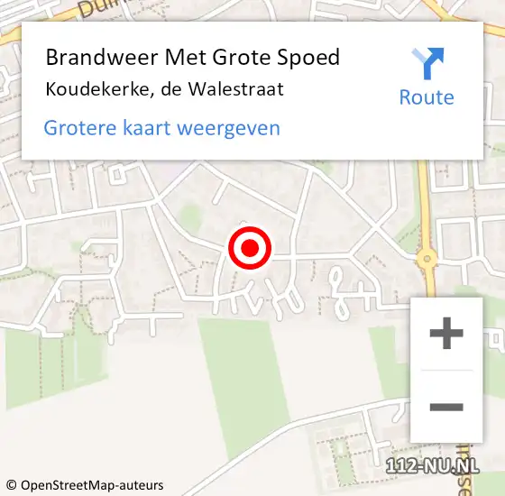 Locatie op kaart van de 112 melding: Brandweer Met Grote Spoed Naar Koudekerke, de Walestraat op 1 januari 2025 14:05