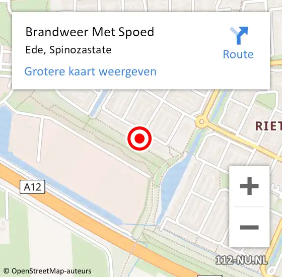 Locatie op kaart van de 112 melding: Brandweer Met Spoed Naar Ede, Spinozastate op 1 januari 2025 14:06