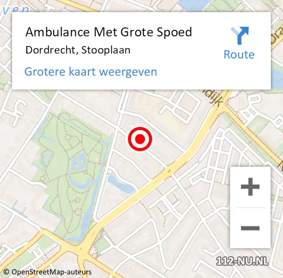 Locatie op kaart van de 112 melding: Ambulance Met Grote Spoed Naar Hendrik-Ido-Ambacht, Stooplaan op 1 januari 2025 14:06