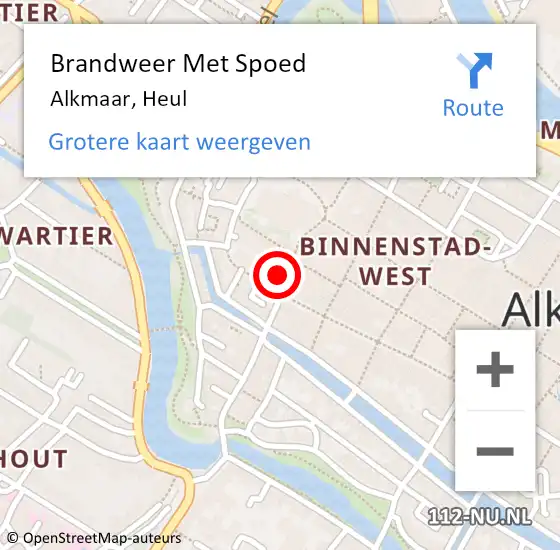 Locatie op kaart van de 112 melding: Brandweer Met Spoed Naar Alkmaar, Heul op 1 januari 2025 14:09