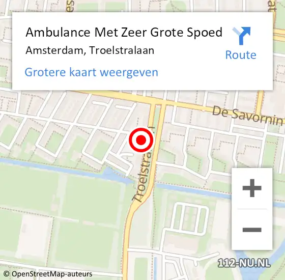 Locatie op kaart van de 112 melding: Ambulance Met Zeer Grote Spoed Naar Amsterdam, Troelstralaan op 1 januari 2025 14:12