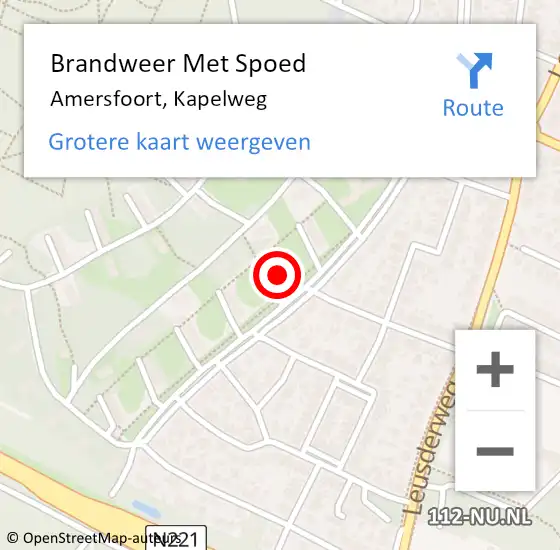 Locatie op kaart van de 112 melding: Brandweer Met Spoed Naar Amersfoort, Kapelweg op 1 januari 2025 14:21