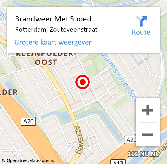 Locatie op kaart van de 112 melding: Brandweer Met Spoed Naar Rotterdam, Zouteveenstraat op 1 januari 2025 14:24