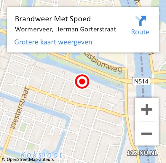 Locatie op kaart van de 112 melding: Brandweer Met Spoed Naar Wormerveer, Herman Gorterstraat op 1 januari 2025 14:25