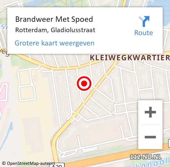 Locatie op kaart van de 112 melding: Brandweer Met Spoed Naar Rotterdam, Gladiolusstraat op 1 januari 2025 14:28