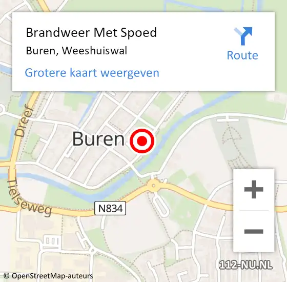 Locatie op kaart van de 112 melding: Brandweer Met Spoed Naar Buren, Weeshuiswal op 1 januari 2025 14:28