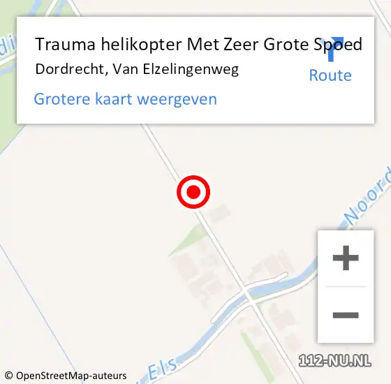 Locatie op kaart van de 112 melding: Trauma helikopter Met Zeer Grote Spoed Naar Dordrecht, Van Elzelingenweg op 1 januari 2025 14:33