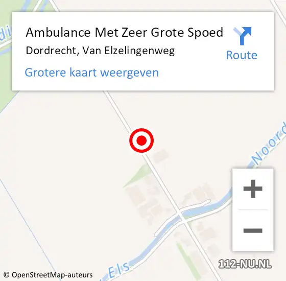 Locatie op kaart van de 112 melding: Ambulance Met Zeer Grote Spoed Naar Dordrecht, Van Elzelingenweg op 1 januari 2025 14:35