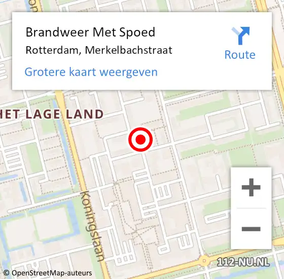 Locatie op kaart van de 112 melding: Brandweer Met Spoed Naar Rotterdam, Merkelbachstraat op 1 januari 2025 14:38