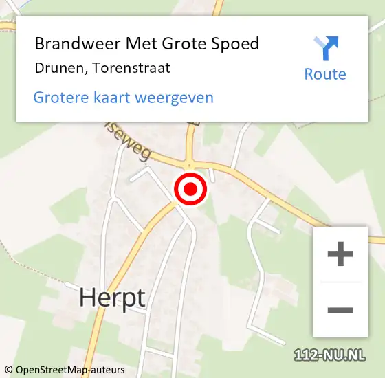 Locatie op kaart van de 112 melding: Brandweer Met Grote Spoed Naar Drunen, Torenstraat op 1 januari 2025 14:58