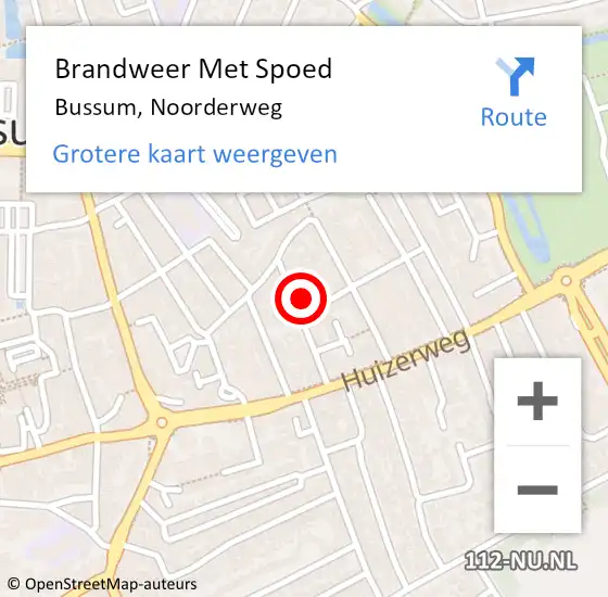 Locatie op kaart van de 112 melding: Brandweer Met Spoed Naar Bussum, Noorderweg op 1 januari 2025 15:19