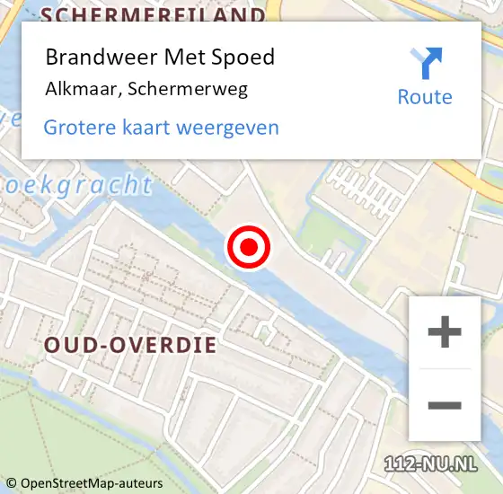 Locatie op kaart van de 112 melding: Brandweer Met Spoed Naar Alkmaar, Schermerweg op 1 januari 2025 15:39