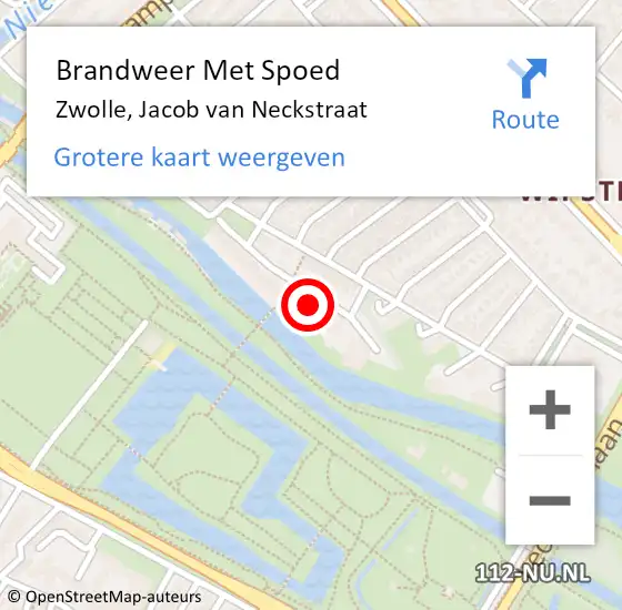 Locatie op kaart van de 112 melding: Brandweer Met Spoed Naar Zwolle, Jacob van Neckstraat op 1 januari 2025 15:51