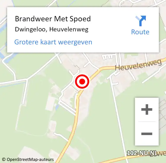 Locatie op kaart van de 112 melding: Brandweer Met Spoed Naar Dwingeloo, Heuvelenweg op 1 januari 2025 15:59