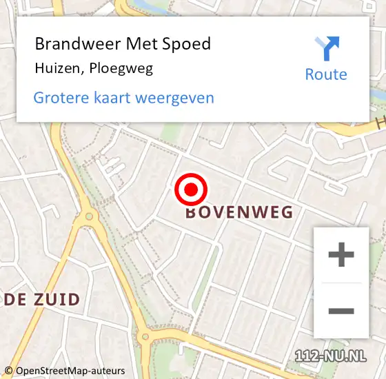 Locatie op kaart van de 112 melding: Brandweer Met Spoed Naar Huizen, Ploegweg op 1 januari 2025 16:07