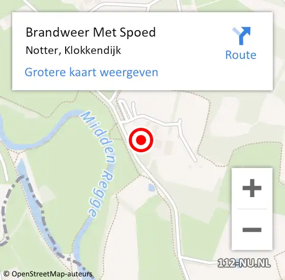 Locatie op kaart van de 112 melding: Brandweer Met Spoed Naar Notter, Klokkendijk op 1 januari 2025 16:07