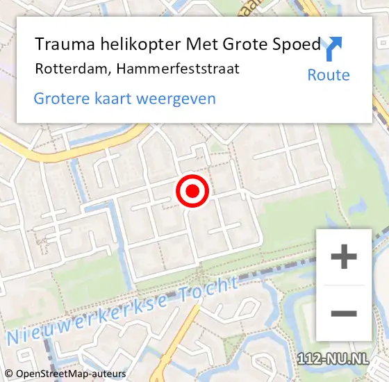 Locatie op kaart van de 112 melding: Trauma helikopter Met Grote Spoed Naar Rotterdam, Hammerfeststraat op 1 januari 2025 16:14