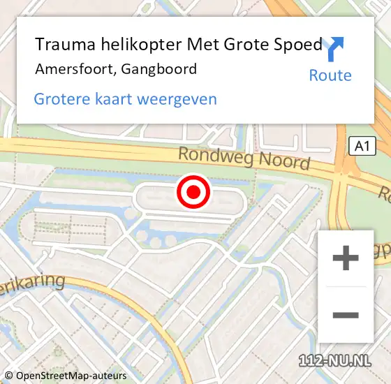 Locatie op kaart van de 112 melding: Trauma helikopter Met Grote Spoed Naar Amersfoort, Gangboord op 1 januari 2025 16:36