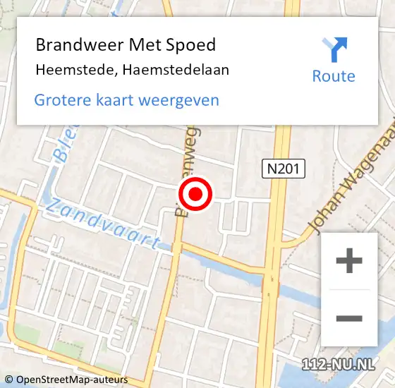 Locatie op kaart van de 112 melding: Brandweer Met Spoed Naar Heemstede, Haemstedelaan op 1 januari 2025 16:47