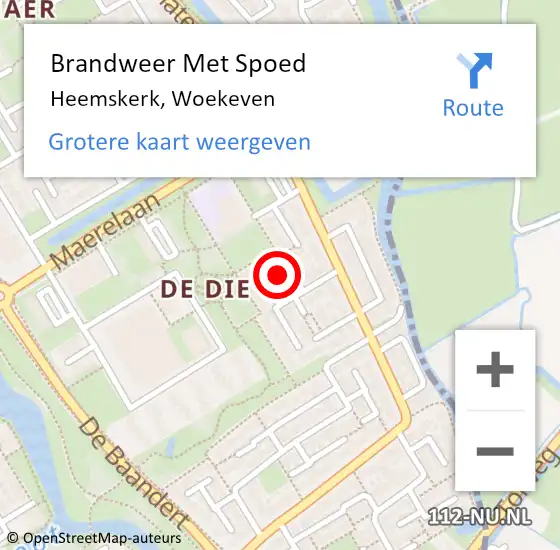 Locatie op kaart van de 112 melding: Brandweer Met Spoed Naar Heemskerk, Woekeven op 1 januari 2025 17:15