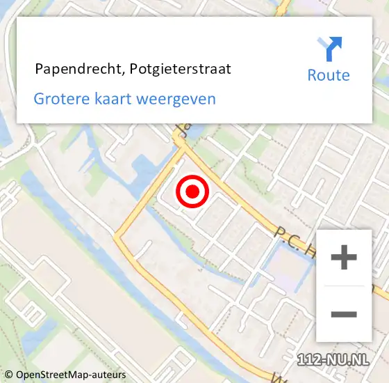 Locatie op kaart van de 112 melding:  Papendrecht, Potgieterstraat op 1 januari 2025 17:26