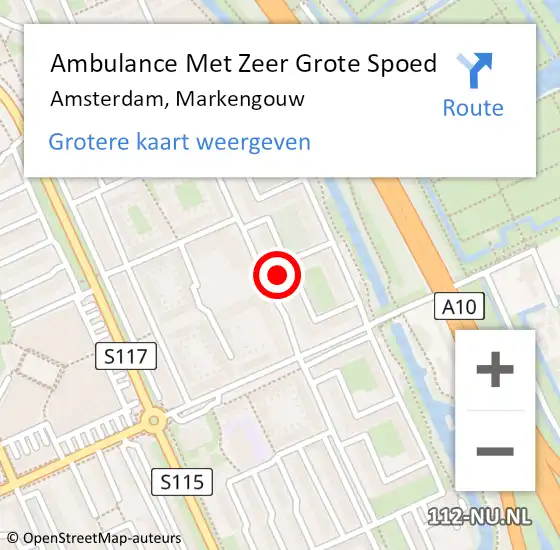 Locatie op kaart van de 112 melding: Ambulance Met Zeer Grote Spoed Naar Amsterdam, Markengouw op 1 januari 2025 18:02