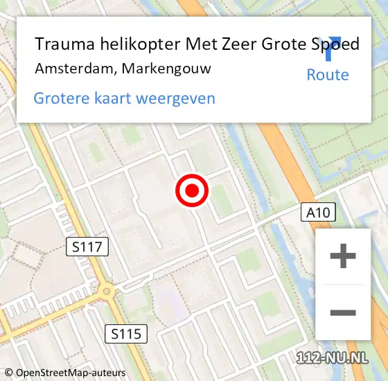 Locatie op kaart van de 112 melding: Trauma helikopter Met Zeer Grote Spoed Naar Amsterdam, Markengouw op 1 januari 2025 18:02