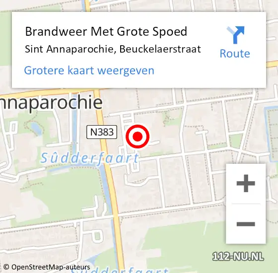 Locatie op kaart van de 112 melding: Brandweer Met Grote Spoed Naar Sint Annaparochie, Beuckelaerstraat op 1 januari 2025 18:10