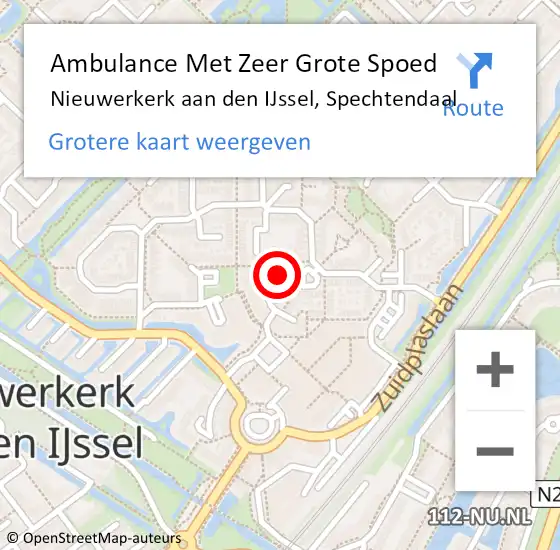 Locatie op kaart van de 112 melding: Ambulance Met Zeer Grote Spoed Naar Nieuwerkerk aan den IJssel, Spechtendaal op 1 januari 2025 18:13