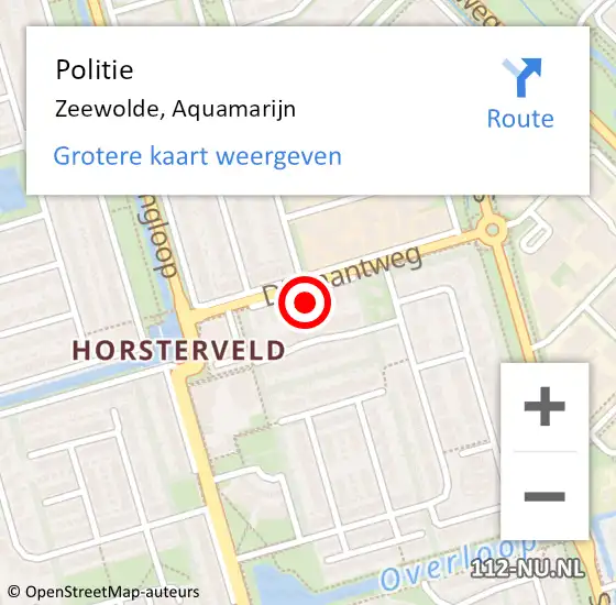 Locatie op kaart van de 112 melding: Politie Zeewolde, Aquamarijn op 1 januari 2025 18:33