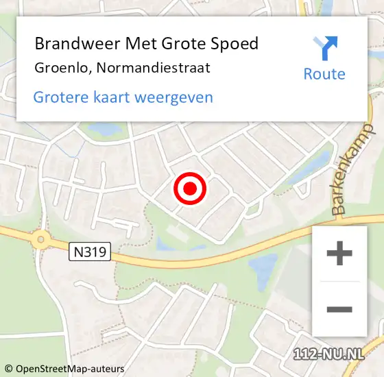 Locatie op kaart van de 112 melding: Brandweer Met Grote Spoed Naar Groenlo, Normandiestraat op 1 januari 2025 18:38