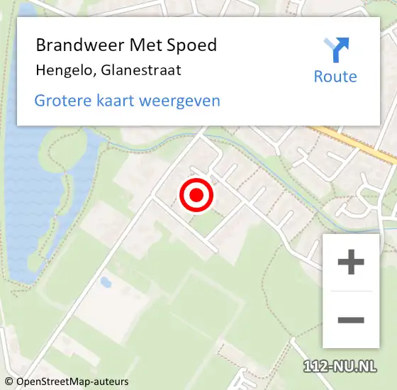 Locatie op kaart van de 112 melding: Brandweer Met Spoed Naar Hengelo, Glanestraat op 1 januari 2025 18:47