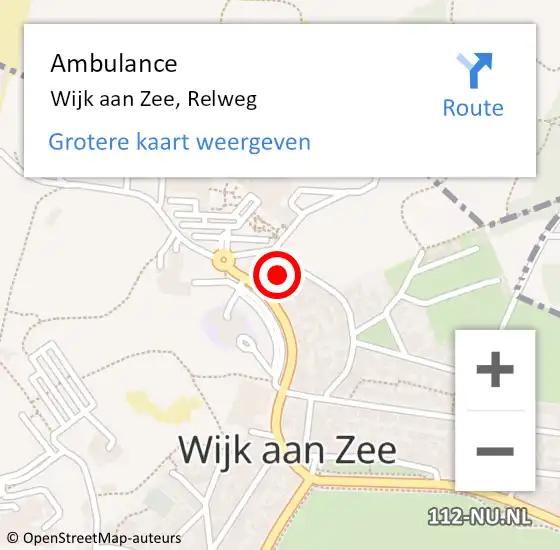 Locatie op kaart van de 112 melding: Ambulance Wijk aan Zee, Relweg op 1 januari 2025 19:32