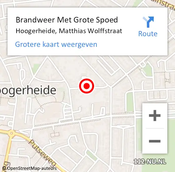 Locatie op kaart van de 112 melding: Brandweer Met Grote Spoed Naar Hoogerheide, Matthias Wolffstraat op 1 januari 2025 19:34