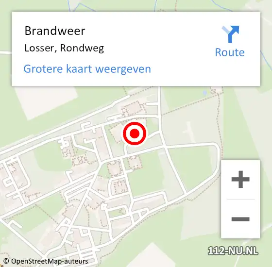 Locatie op kaart van de 112 melding: Brandweer Losser, Rondweg op 1 januari 2025 19:51