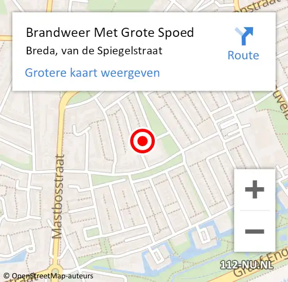 Locatie op kaart van de 112 melding: Brandweer Met Grote Spoed Naar Breda, van de Spiegelstraat op 1 januari 2025 20:08